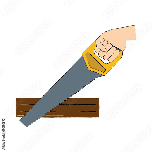 Hand holding saw icon vector illustration graphic design