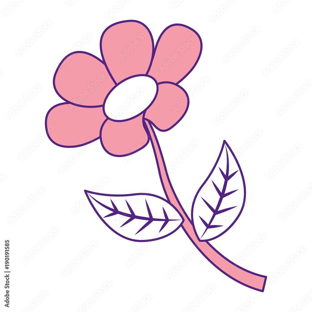 flower stem petal leaves natural spring image vector illustration pink image design