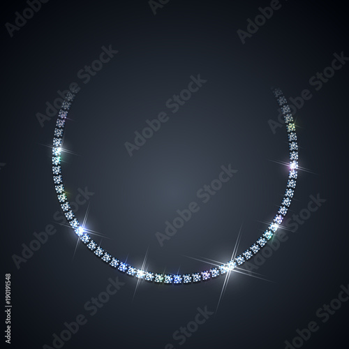 Diamond necklace on dark background - eps10 vector illustration