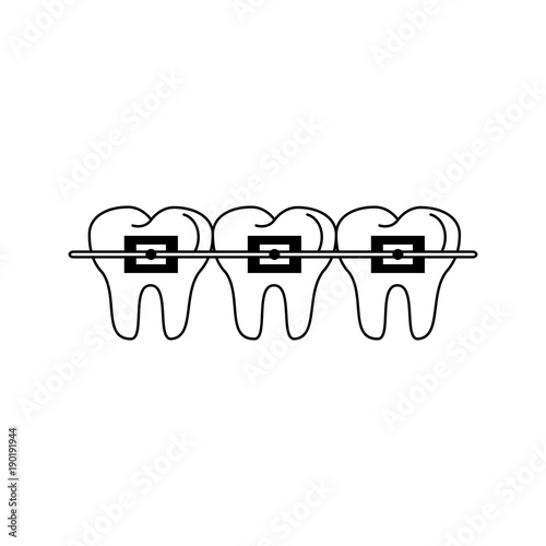 Teeths with brackets icon vector illustration graphic design