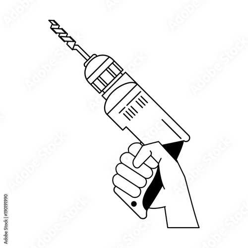 Hand holding drill icon vector illustration graphic design © Jemastock