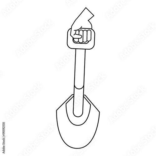Hand holding little shovel icon vector illustration graphic design