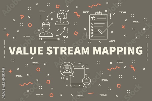 Conceptual business illustration with the words value stream mapping