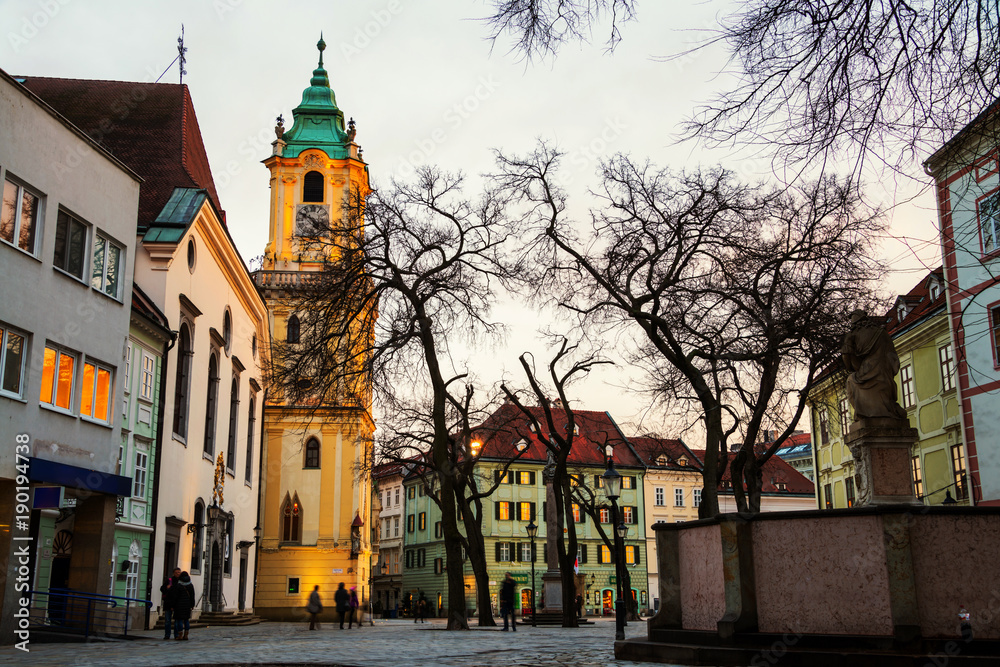 Historical buildings in the streets of Bratislava, Slovakia