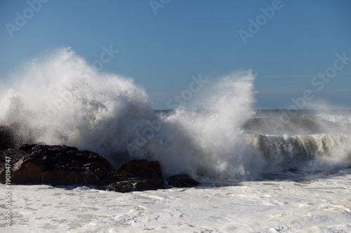Atlantic ocean wave at Portugal coast.