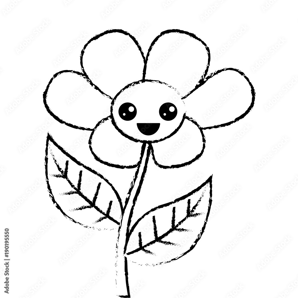 kawaii cute flower ornament cartoon vector illustration sketch image kawaii cute flower ornament cartoon vector illustration sketch image