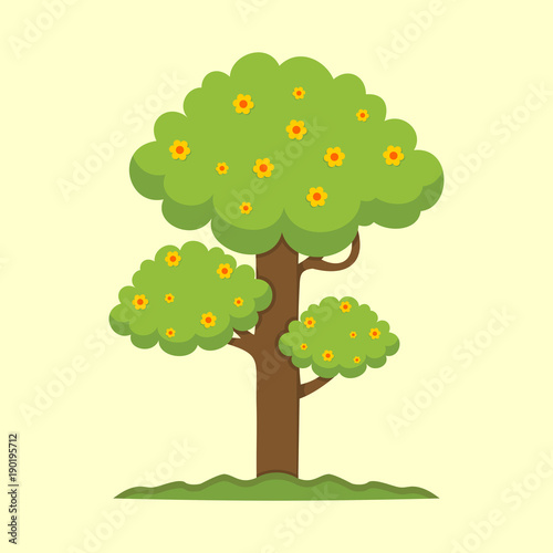 Cute Spring Season Tree Illustration Graphic