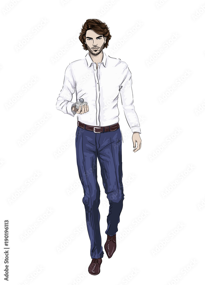 Fototapeta premium Man with prefume bottle