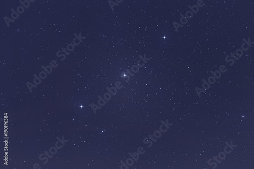 Orion's Belt with Alnitak, Mintaka, Alnilam stars. Night sky Background. photo