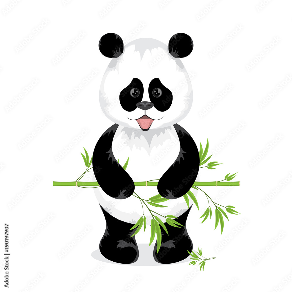 Fototapeta premium Vector illustration. Cute Panda standing and holding in the paws