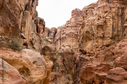 The Petra gorge at cold winter day
