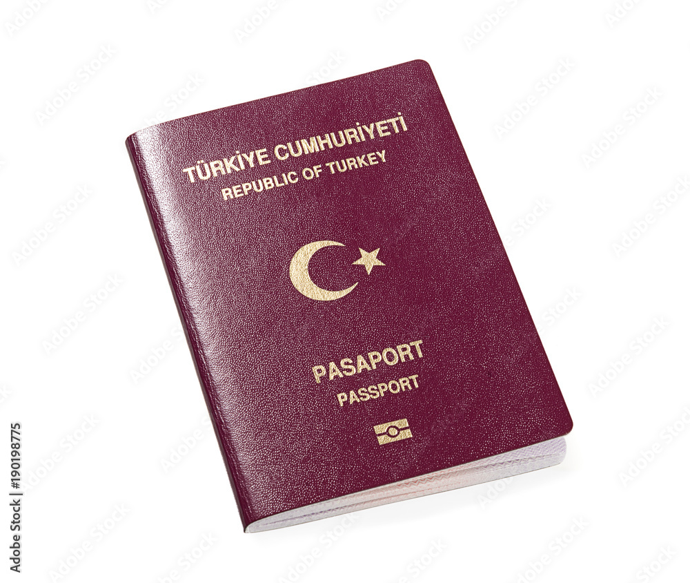New Turkish passport isolated on white background. New Turkish passport isolated on white background.