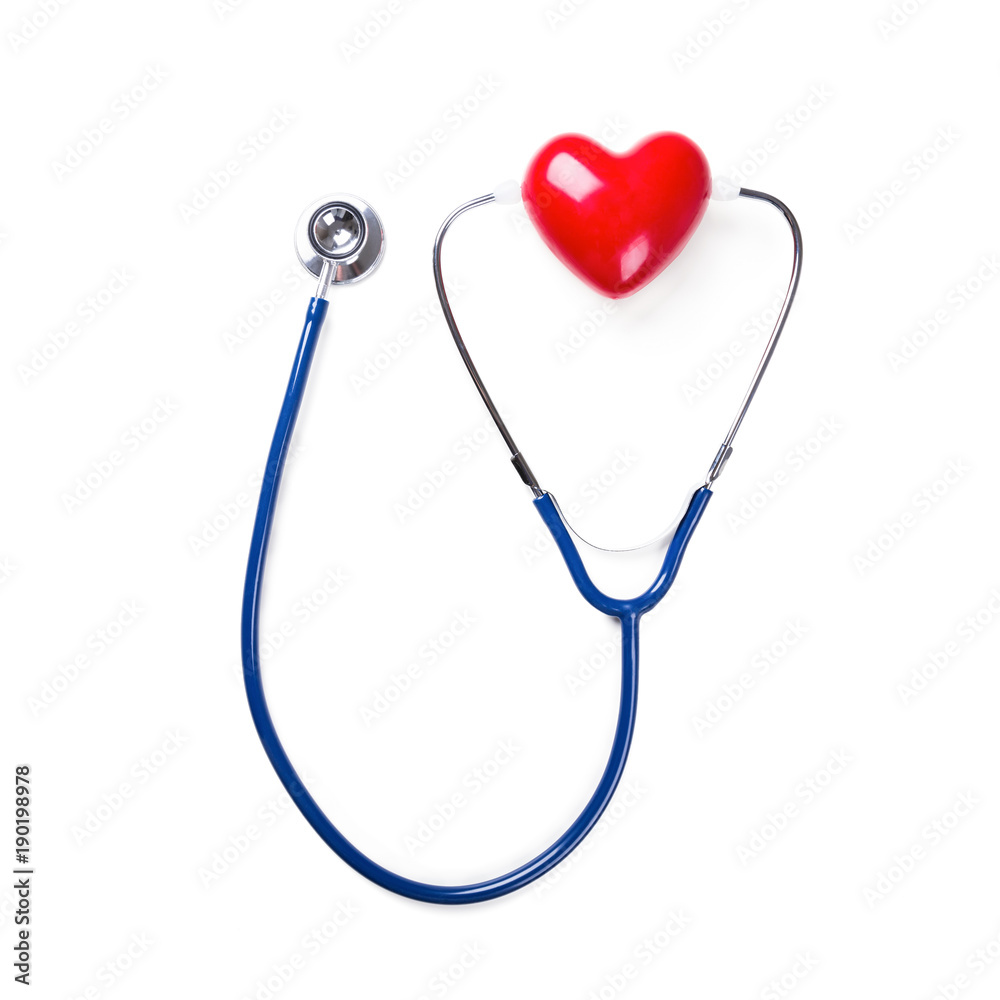 Doctor stethoscope and madel of heart on white background Doctor stethoscope and madel of heart on white background