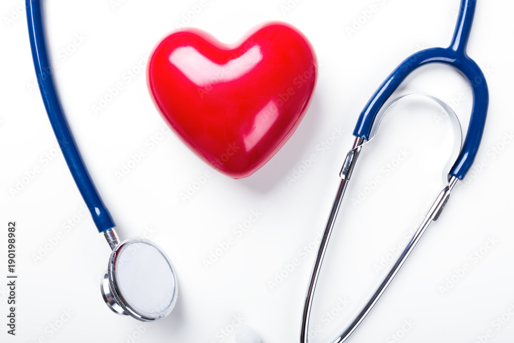 Doctor stethoscope and madel of heart on white background Doctor stethoscope and madel of heart on white background