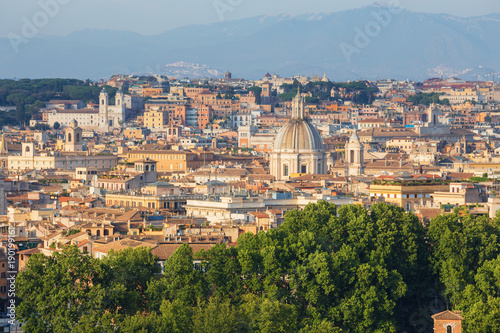 Aerial panoramic view of historic center of Rome, Italy