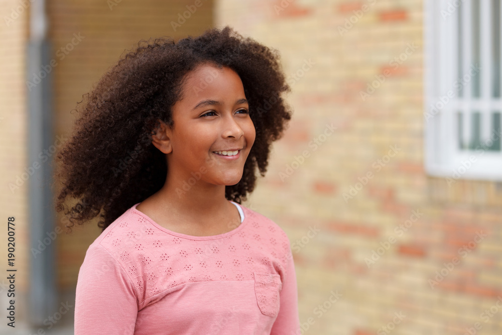 Fototapeta premium Happy African American girl with afro hair
