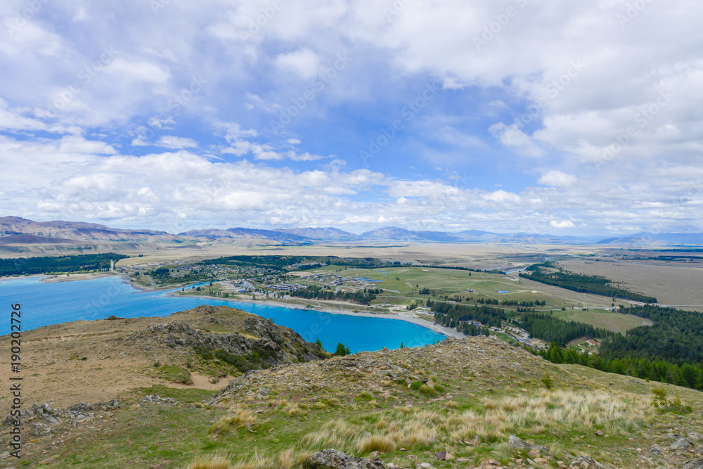 Top view of lake tekapo in New Zealand Top view of lake tekapo in New Zealand