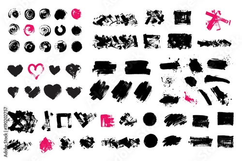 Vector set of grunge artistic brush strokes,