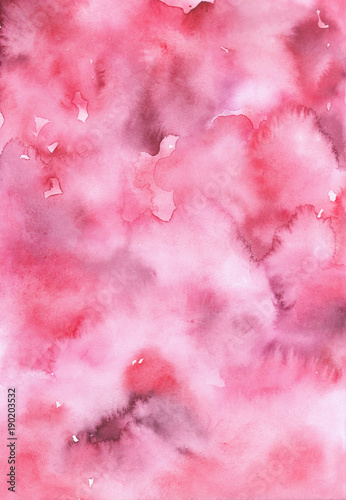 Watercolor abstract painting in pink, red colors.