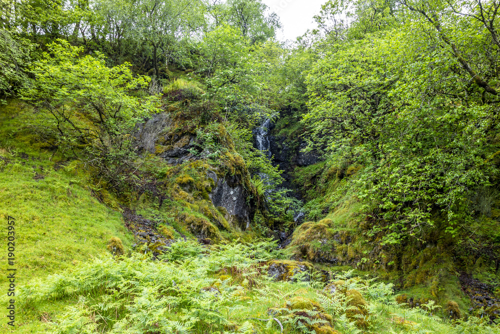 Waterfall on the mountain pass between Ardchattan and Barcaldine in Argyll