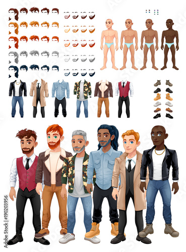 Dresses and hairstyles game with male avatars