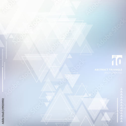 Abstract technology blue blurred background with triangles pattern overlay