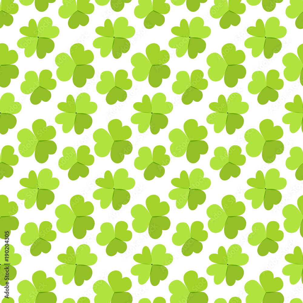St. Patrick's day background. Four leaf clover seamless texture. Symbol of luck, green shamrock backdrop. St. Patrick's day background. Four leaf clover seamless texture. Symbol of luck, green shamrock backdrop.