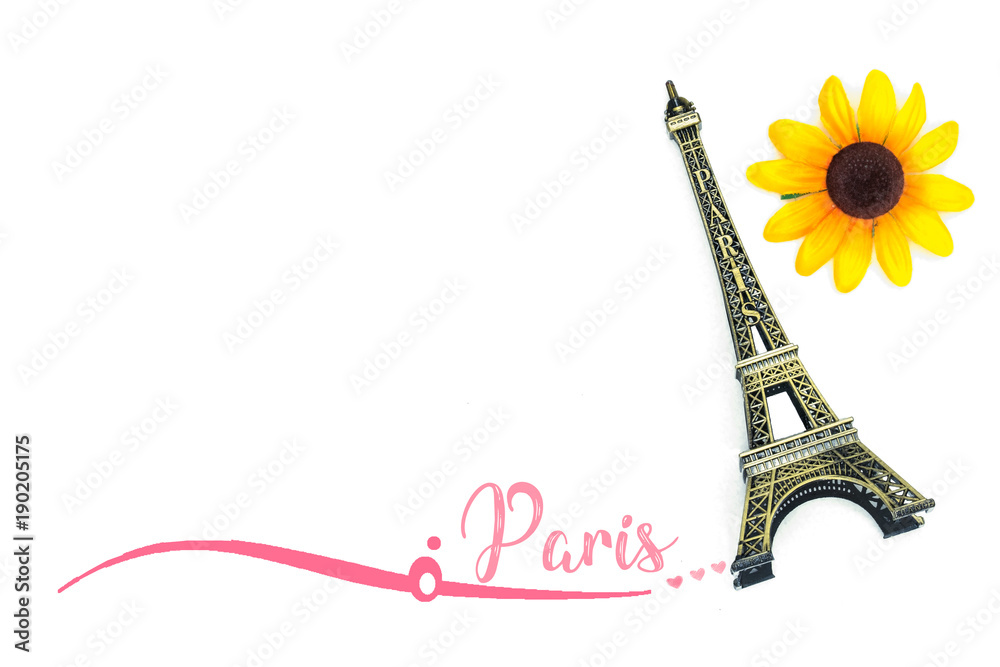 Eiffel tower and flower with white background, love wallpaper Stock Photo |  Adobe Stock