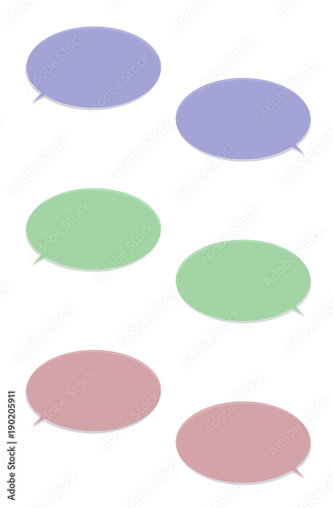 Colored flat speech box (bubble) set Colored flat speech box (bubble) set