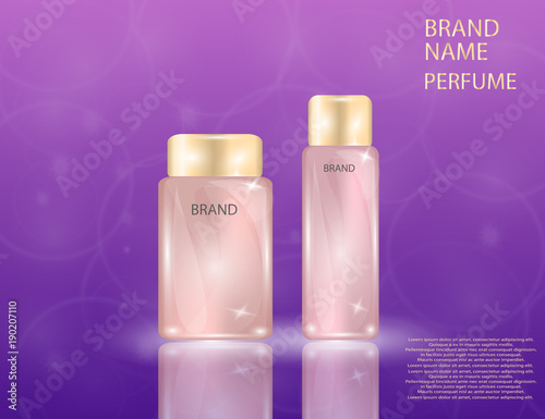 Glamorous face Beauty Care Products Packages and parfume bottle on the sparkling effects background