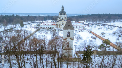 Kaunas, Lithuania: Pazaislis Monastery and Church, located on a peninsula in Kaunas Reservoir, in winter photo