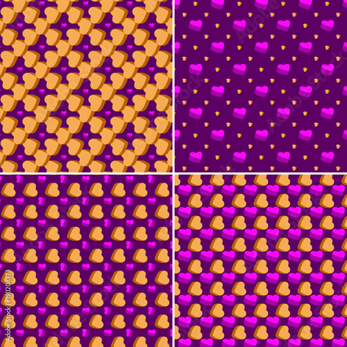 Vector heart pattern set. St Valentine design elements.