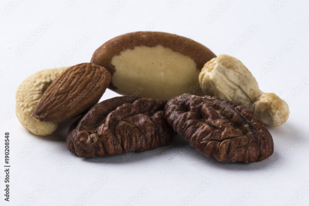 Mixed nuts isolated on a white background Mixed nuts isolated on a white background