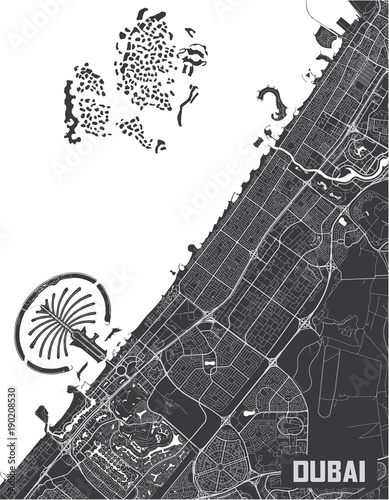 Canvas Print Minimalistic Dubai city map poster design.