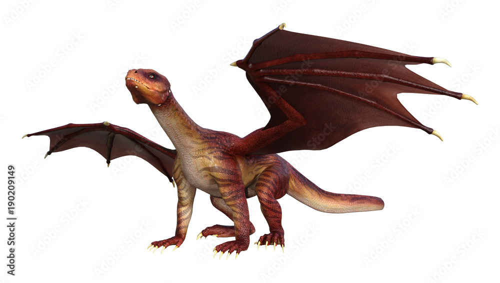 Naklejka premium 3D Rendering Fantasy Dragon on White