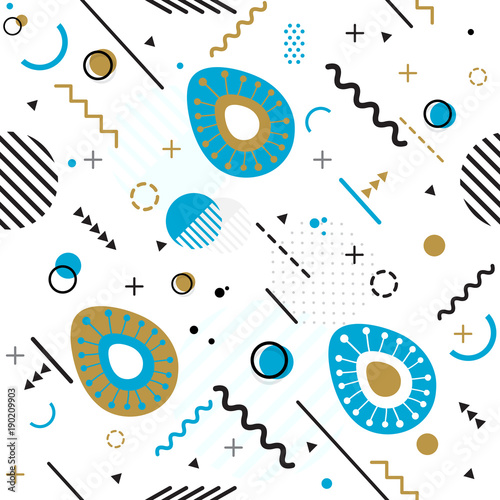 Trendy seamless, Memphis style Easter geometric pattern, vector