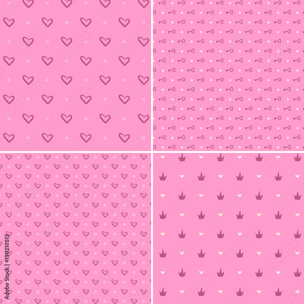 Vector heart pattern set. St Valentine design elements. Vector heart pattern set. St Valentine design elements.