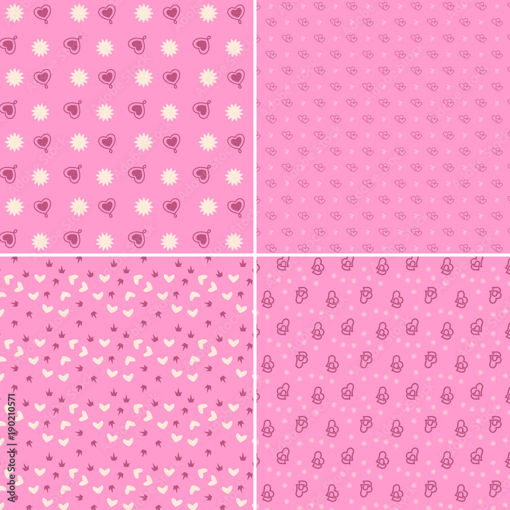 Vector heart pattern set. St Valentine design elements.