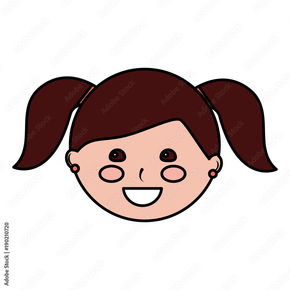 young cute girl face happy character vector illustration young cute girl face happy character vector illustration