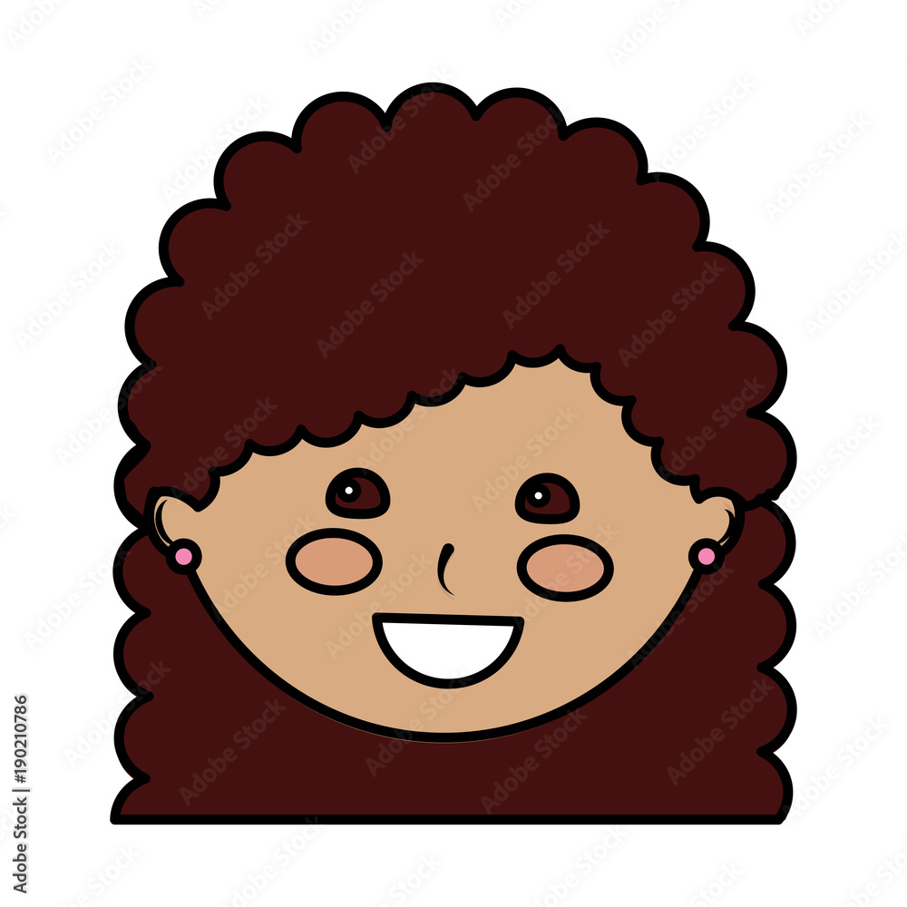 young cute girl face happy character vector illustration young cute girl face happy character vector illustration