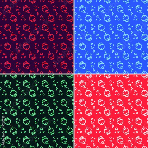 Vector heart pattern set. St Valentine design elements.