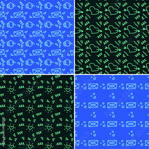 Vector heart pattern set. St Valentine design elements.