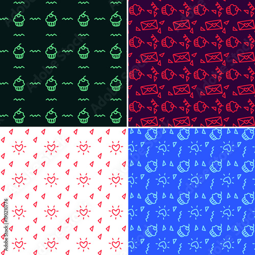Vector heart pattern set. St Valentine design elements.