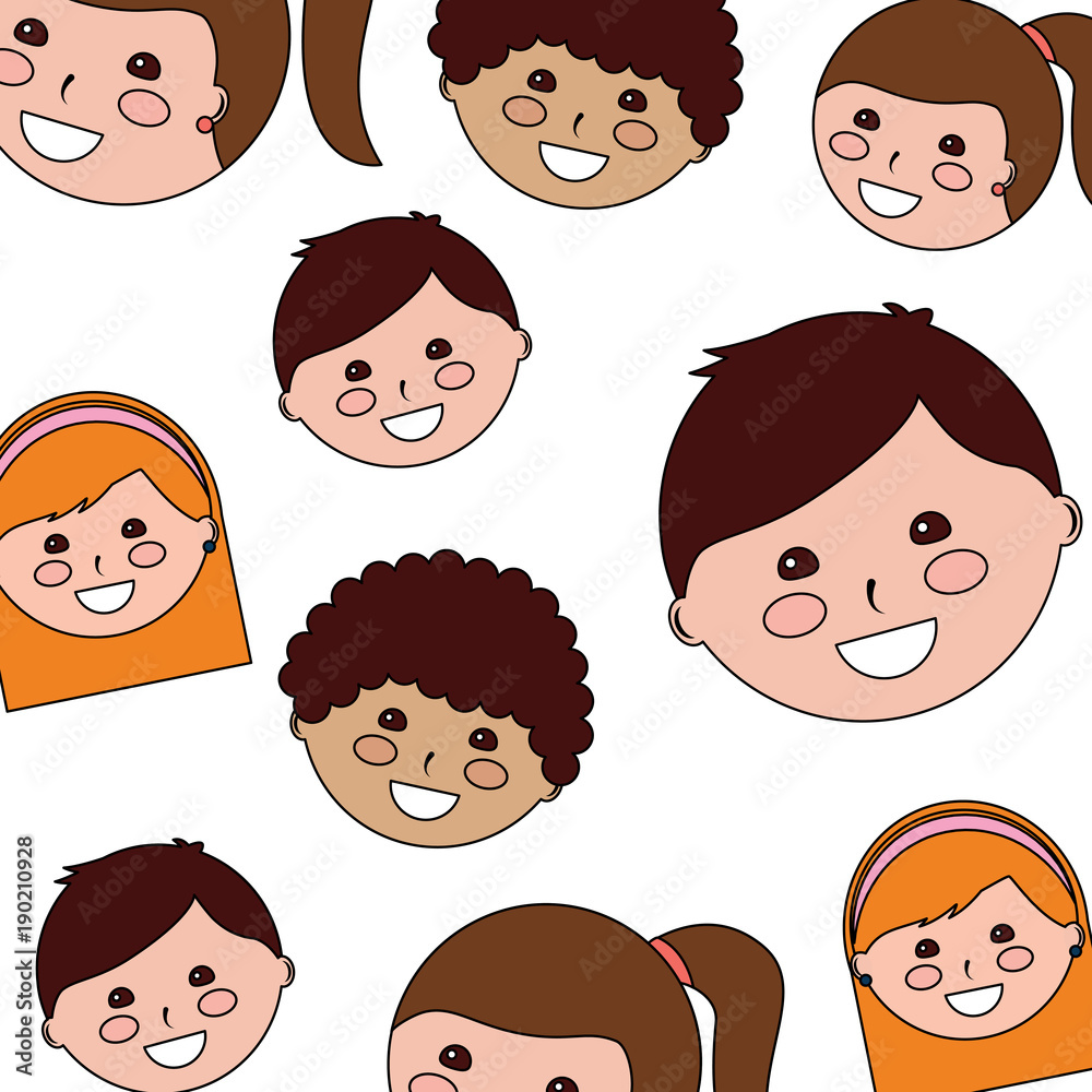 cute faces boy and girl smiling seamless pattern vector illustration cute faces boy and girl smiling seamless pattern vector illustration