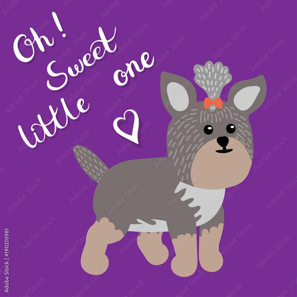 Oh! Sweet little one lettering. Cartoon puppy. Flat style. Oh! Sweet little one lettering. Cartoon puppy. Flat style.