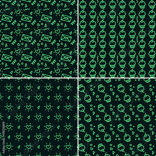 Vector heart pattern set. St Valentine design elements.