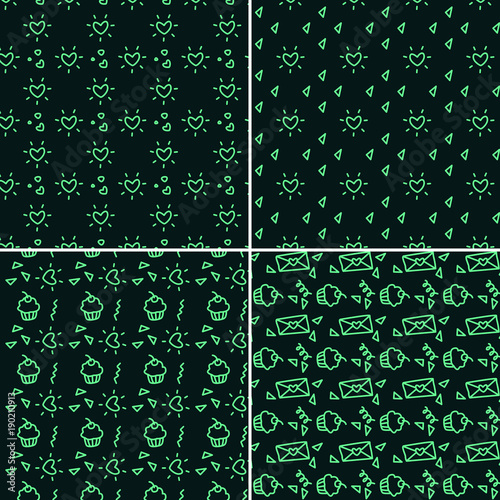 Vector heart pattern set. St Valentine design elements.