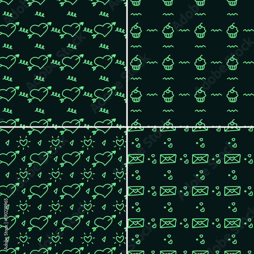 Vector heart pattern set. St Valentine design elements.