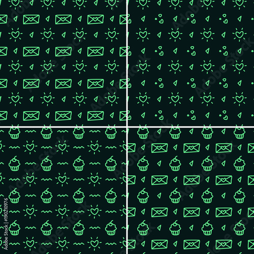Vector heart pattern set. St Valentine design elements.