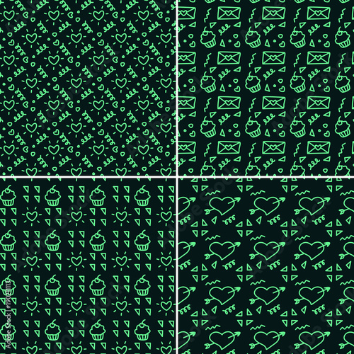 Vector heart pattern set. St Valentine design elements.